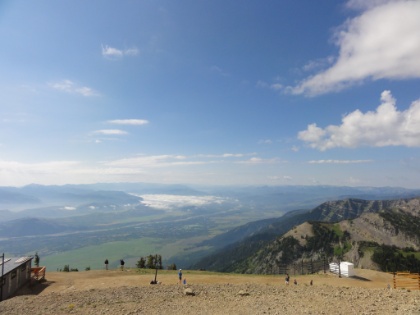 A look down at Jackson Hole valley from Rendevous Mtn.